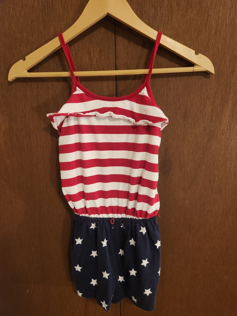 Place Red & White Stripe Top Navy Star Romper